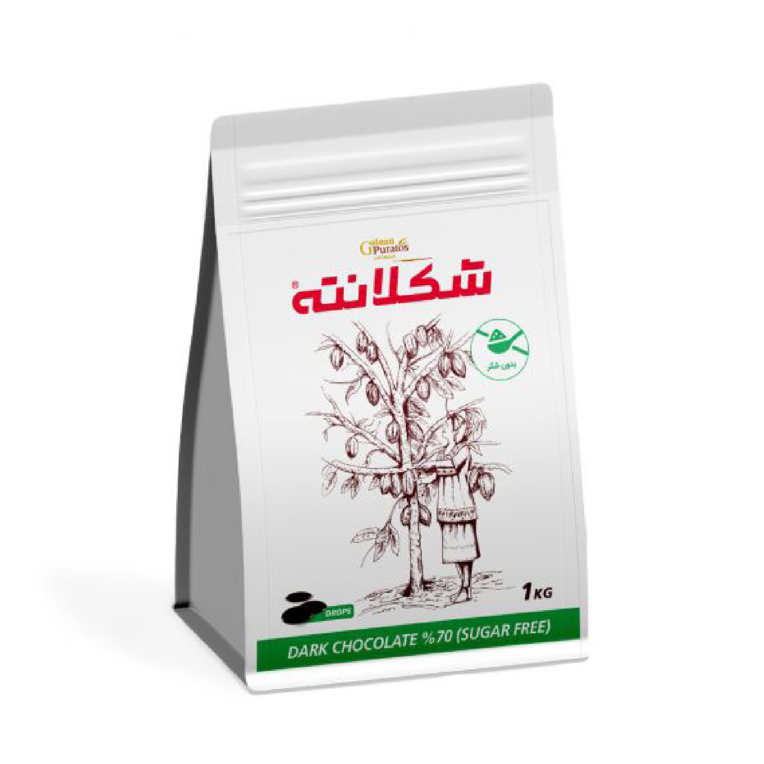 شکلات واقعی- شکلانته تلخ 70% بدون شکر گلنان پوراتوس 1 کیلویی